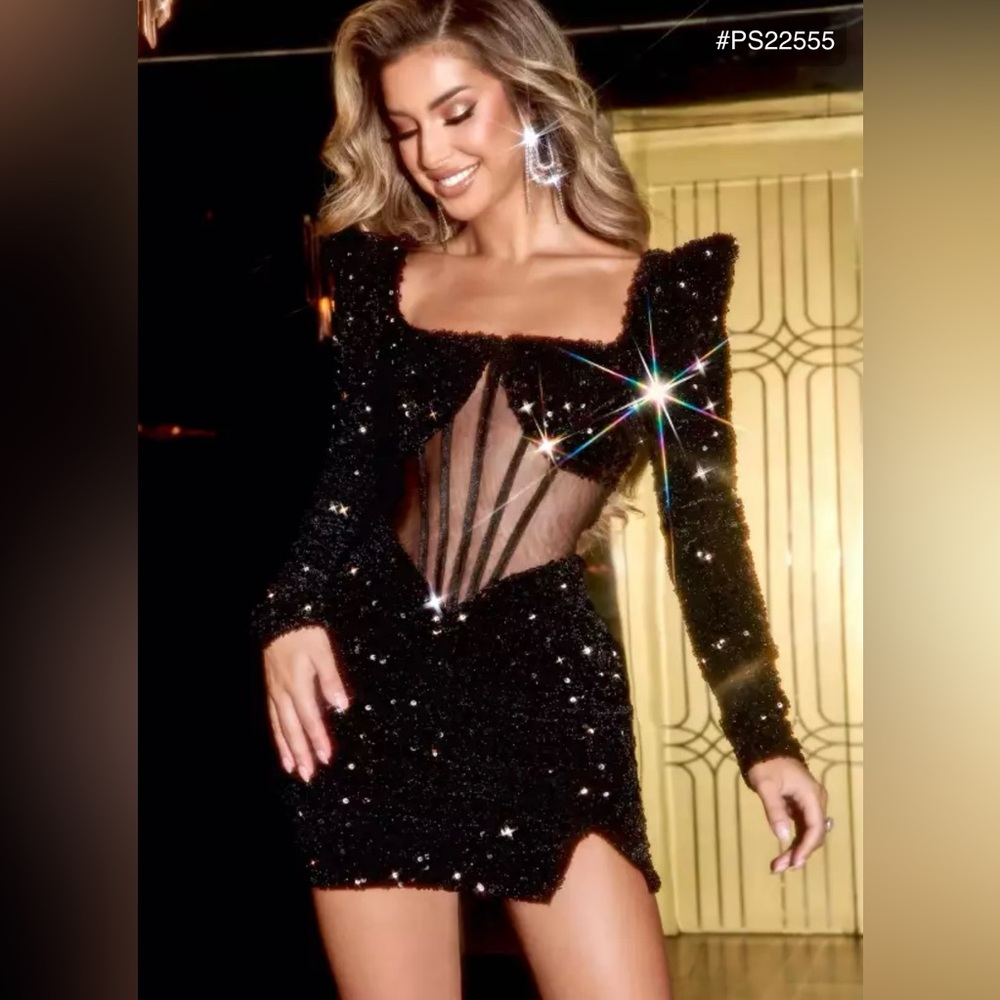Portia And Scarlett Black Sequin Dress PS22555